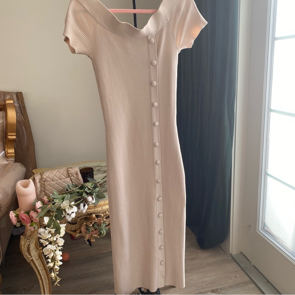 NY&Co Off the shoulder Ribbed Midi Dress